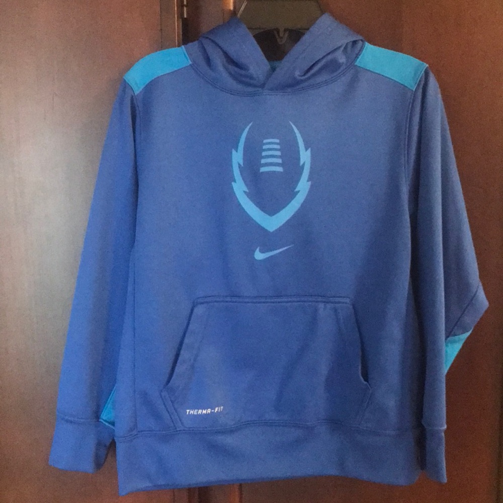 Nike Youth Blue Pullover Hoodie with Light Blue Accents